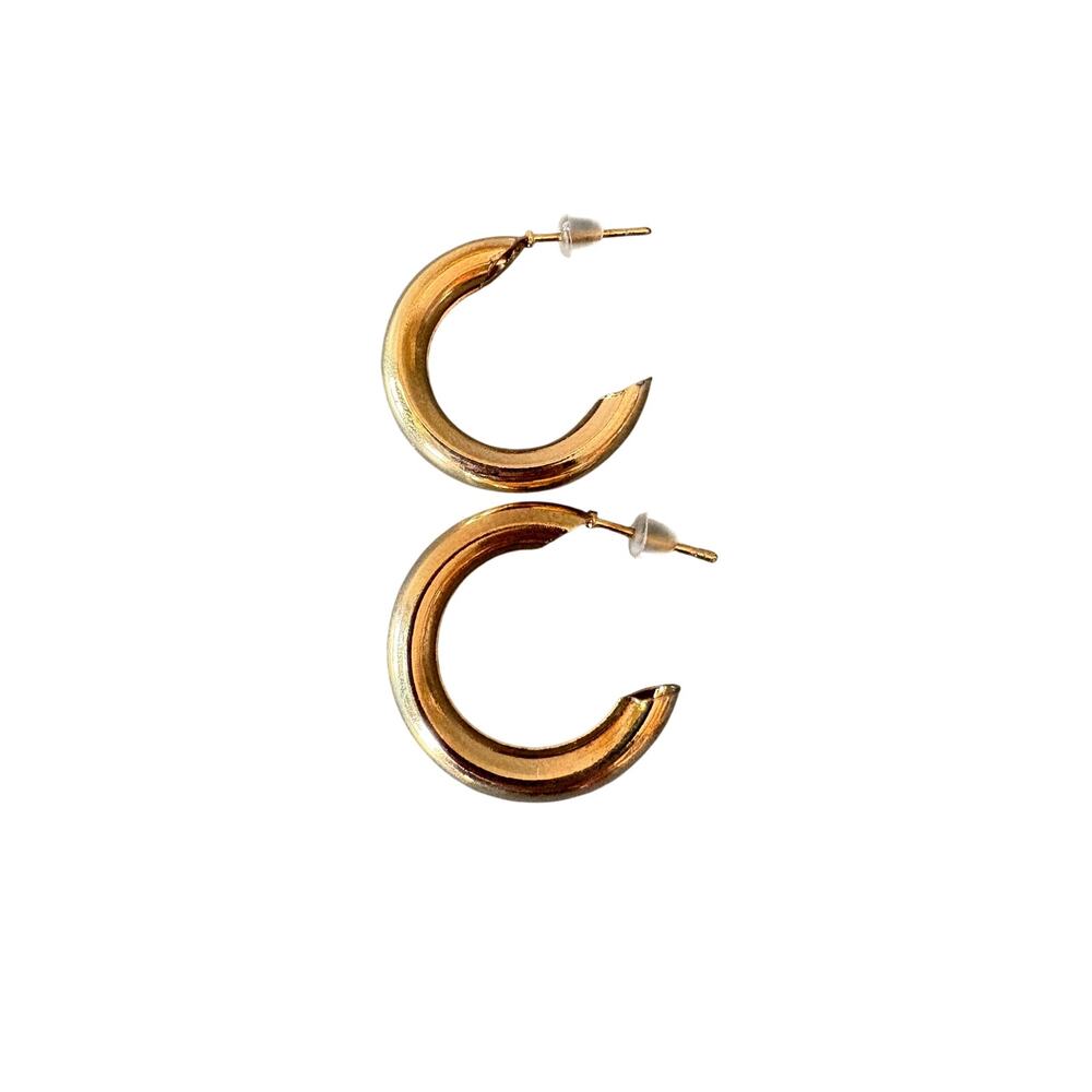 Gold Tone Open Hoop Earrings 1” Round Post Back New Without Tags